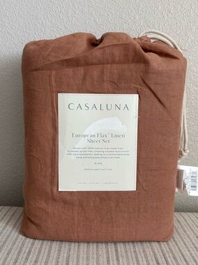 NWT King 100% Linen Sheet Set Adobe Clay - Casaluna